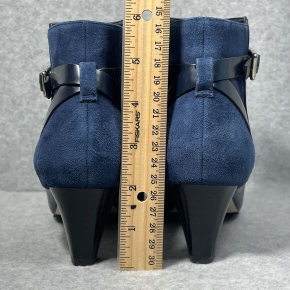 Cole Haan Sylvan Boot Women's 7B Mid Heel Bootie Blue Leather Pointed Signature - Picture 16 of 16